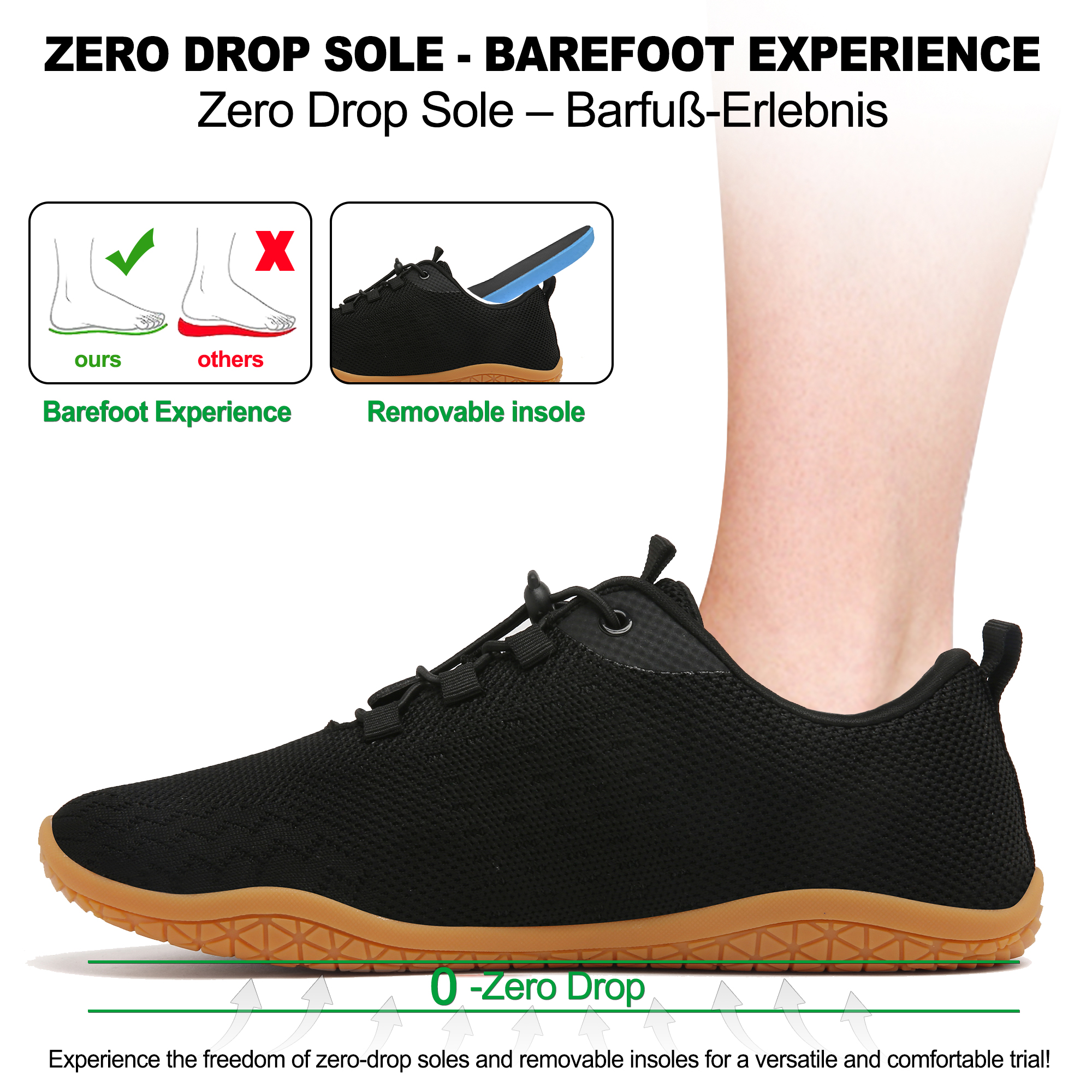 Geweo Barfußschuhe Herren Damen Sommer Bequeme Barfuss Schuhe mit Breite Zehenbox für Sport Fitness Gym Schuhe Leicht Atmungsaktiv Turnschuhe Zero-Drop Gum Sohle Barefoot Sneaker Unisex - Image 2
