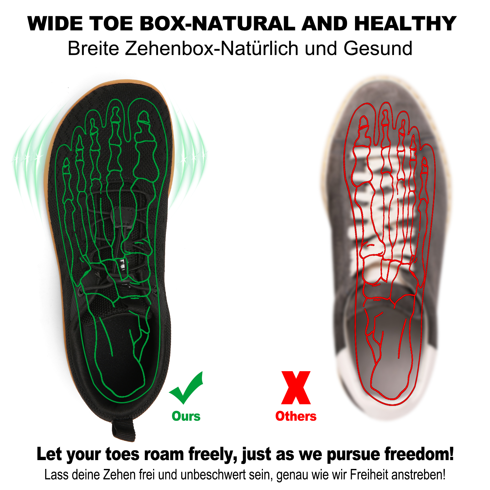 Geweo Barfußschuhe Herren Damen Sommer Bequeme Barfuss Schuhe mit Breite Zehenbox für Sport Fitness Gym Schuhe Leicht Atmungsaktiv Turnschuhe Zero-Drop Gum Sohle Barefoot Sneaker Unisex - Image 3