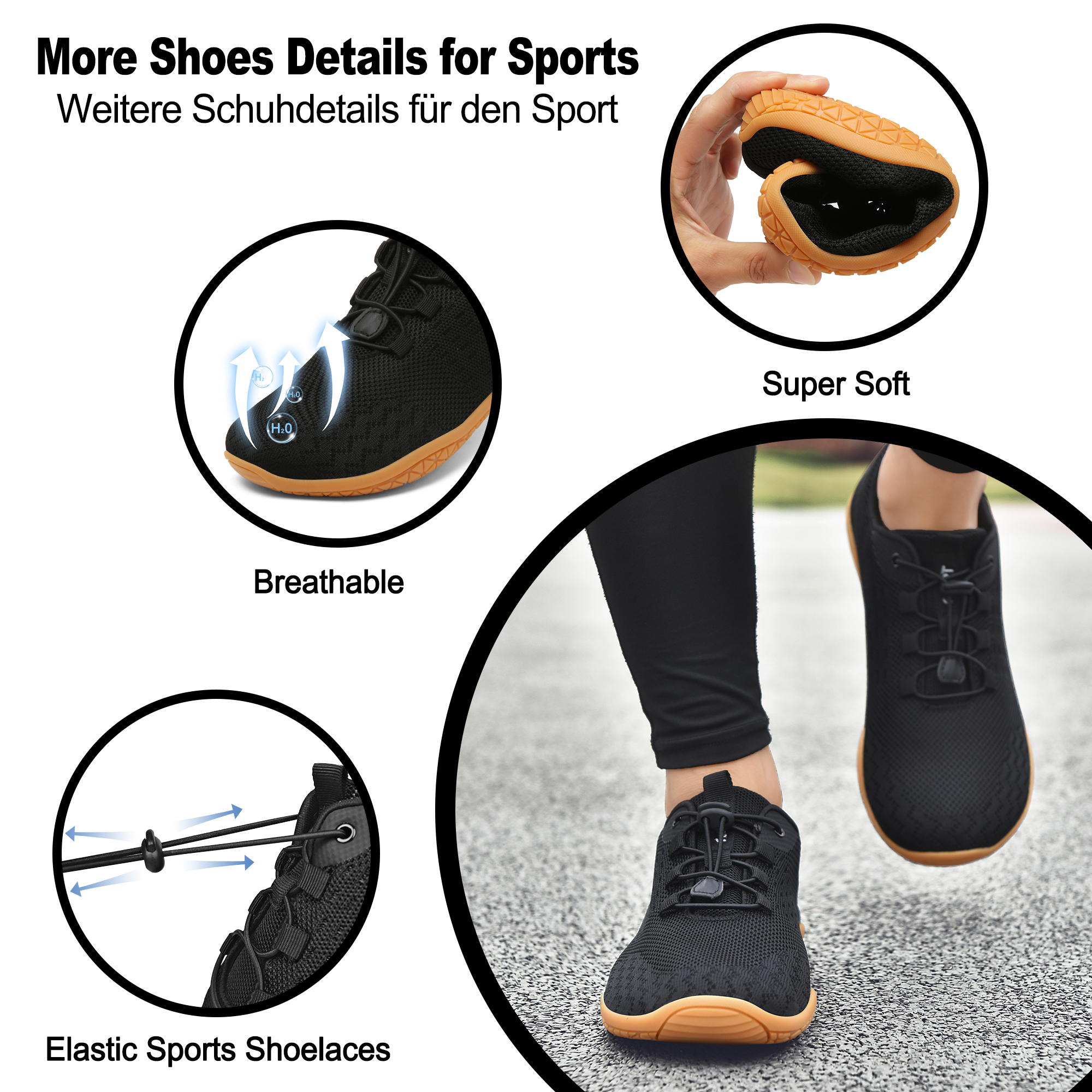 Geweo Barfußschuhe Herren Damen Sommer Bequeme Barfuss Schuhe mit Breite Zehenbox für Sport Fitness Gym Schuhe Leicht Atmungsaktiv Turnschuhe Zero-Drop Gum Sohle Barefoot Sneaker Unisex - Image 4
