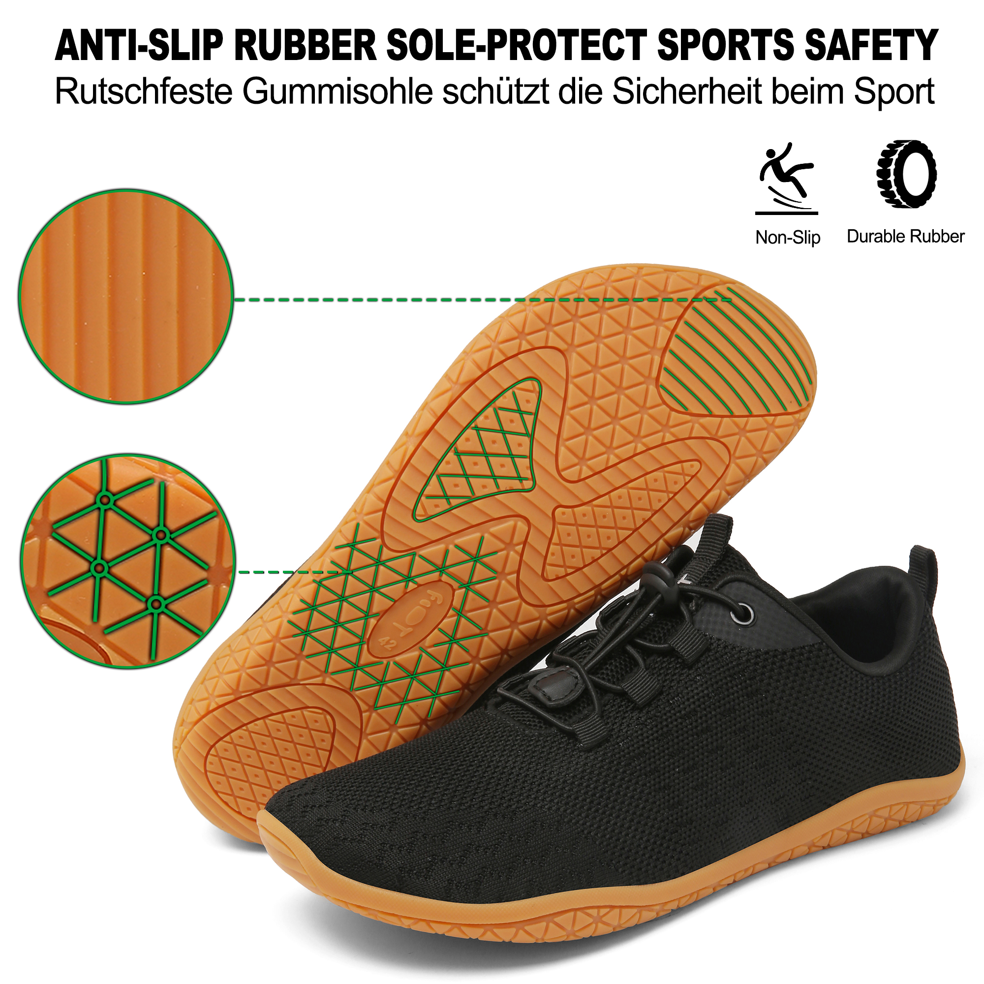 Geweo Barfußschuhe Herren Damen Sommer Bequeme Barfuss Schuhe mit Breite Zehenbox für Sport Fitness Gym Schuhe Leicht Atmungsaktiv Turnschuhe Zero-Drop Gum Sohle Barefoot Sneaker Unisex - Image 5